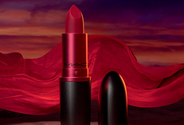 MAC Viva Glam 26 is a fiery orange-red matte lipstick